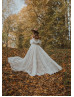 Off Shoulder Ivory Eyelash Lace Ruffled Wedding Dress